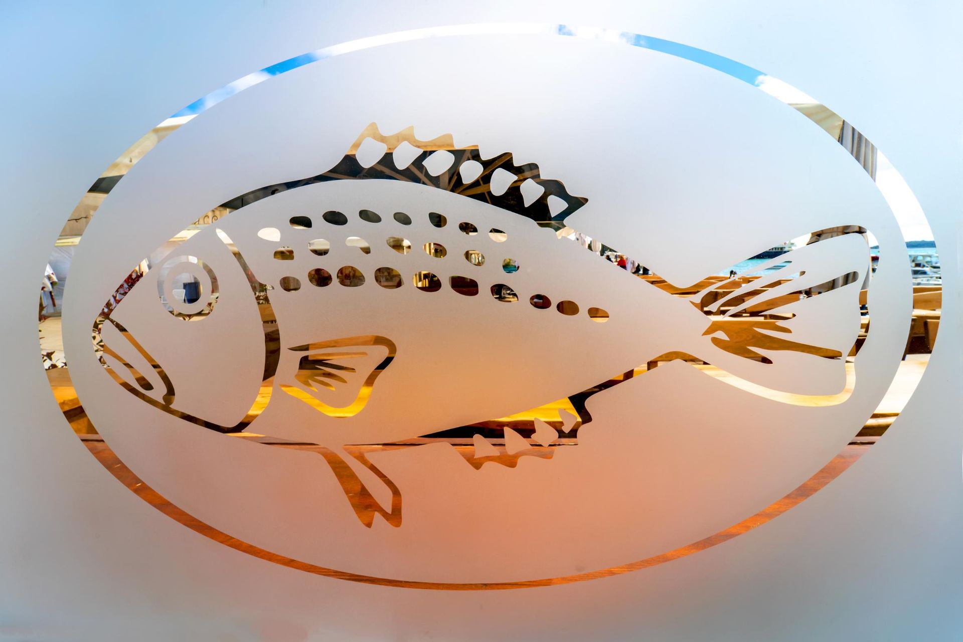 A Drawing of a Fish on a Glass Surface — Jimani Trophies & Engraving In Dapto, NSW