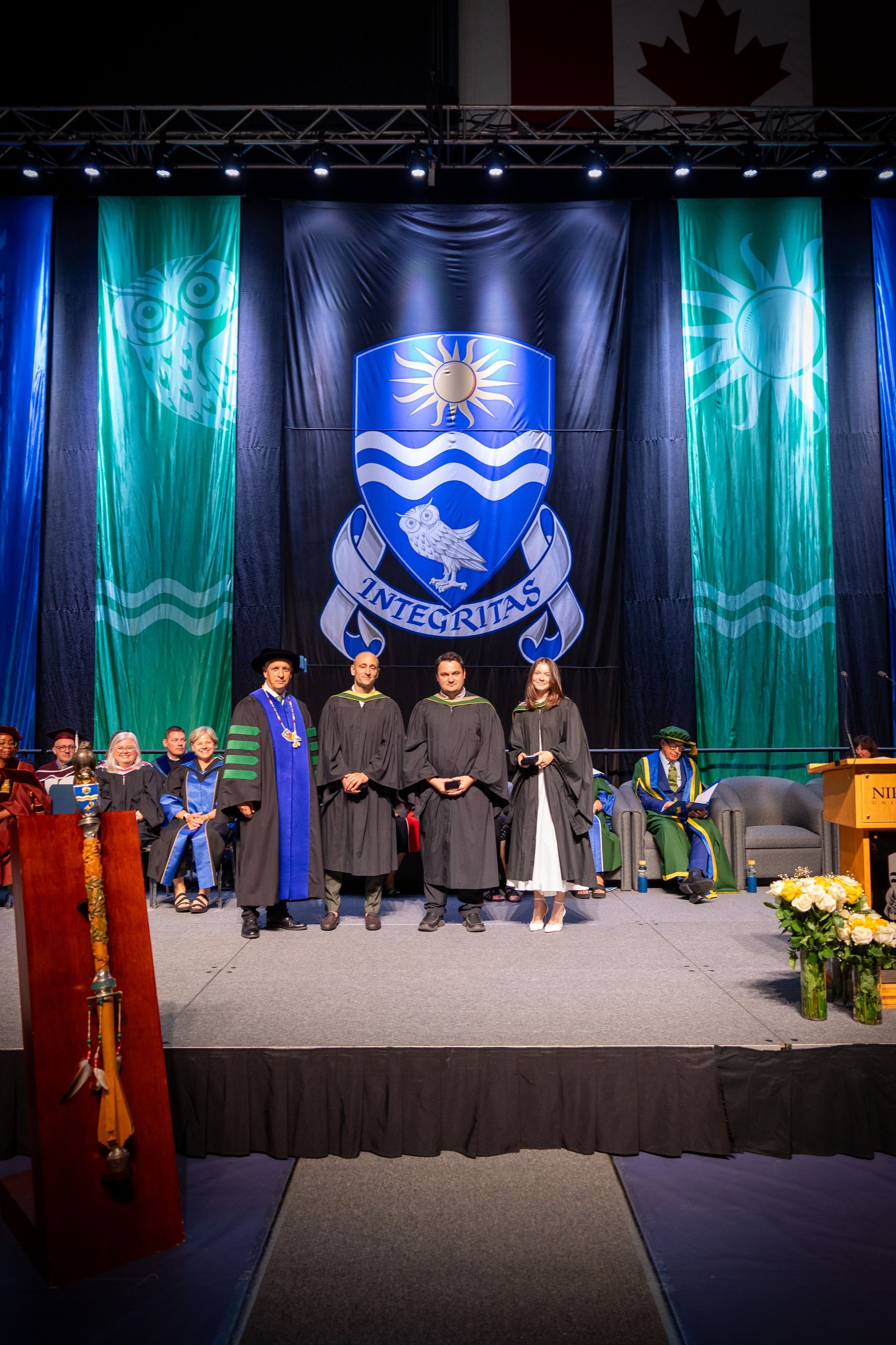 People on stage during Nipissing University Convocation 2026