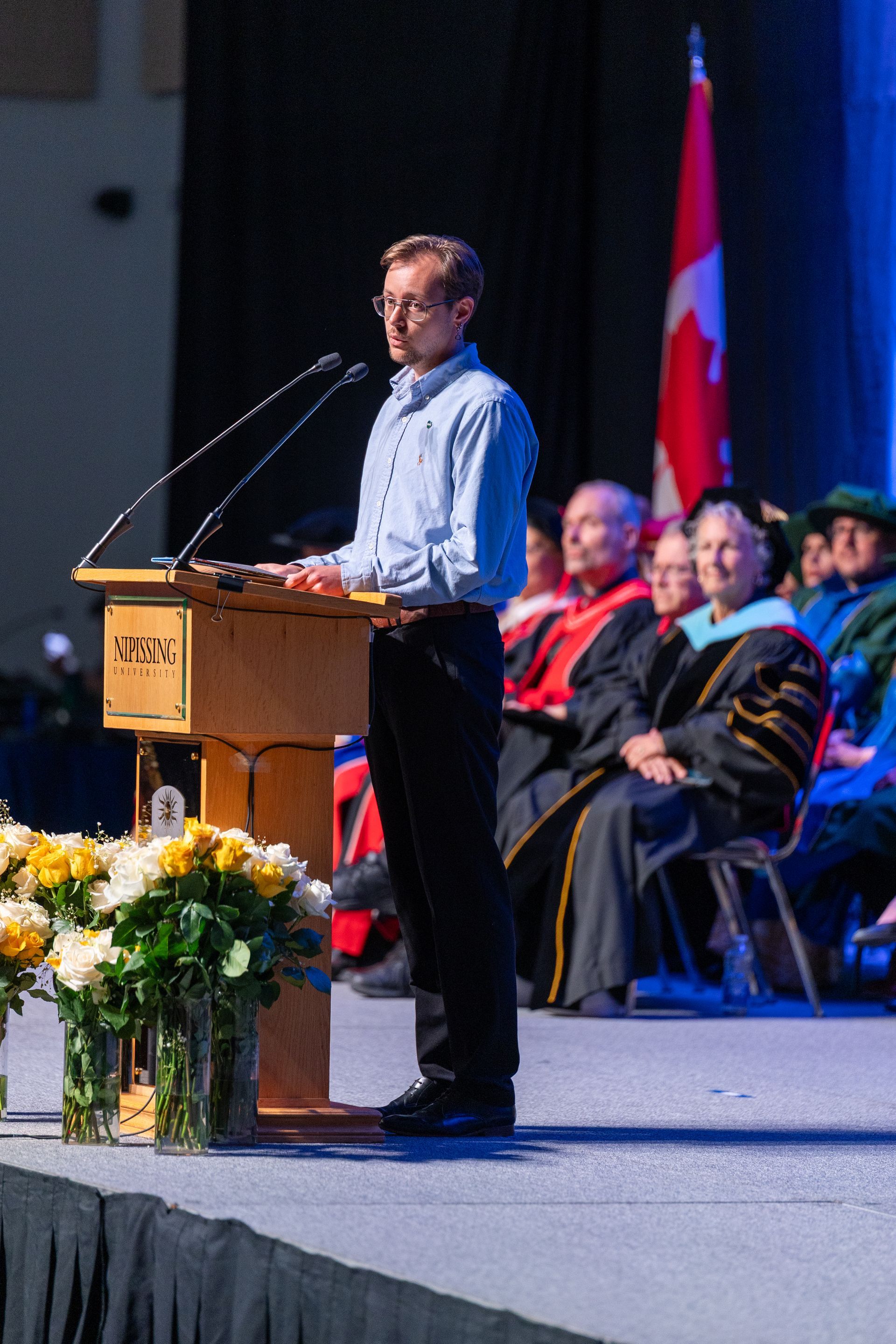 People on stage during Nipissing University Convocation 2026