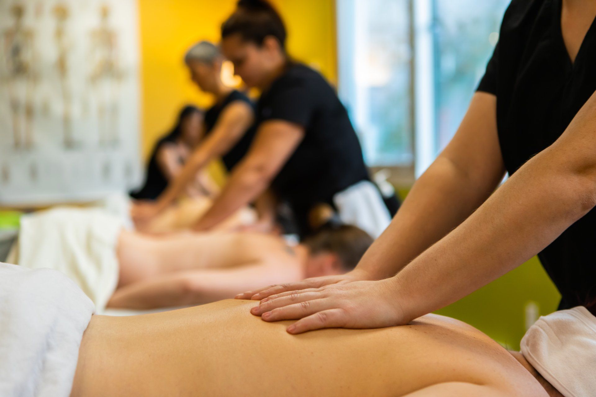 Massage therapists hard at work