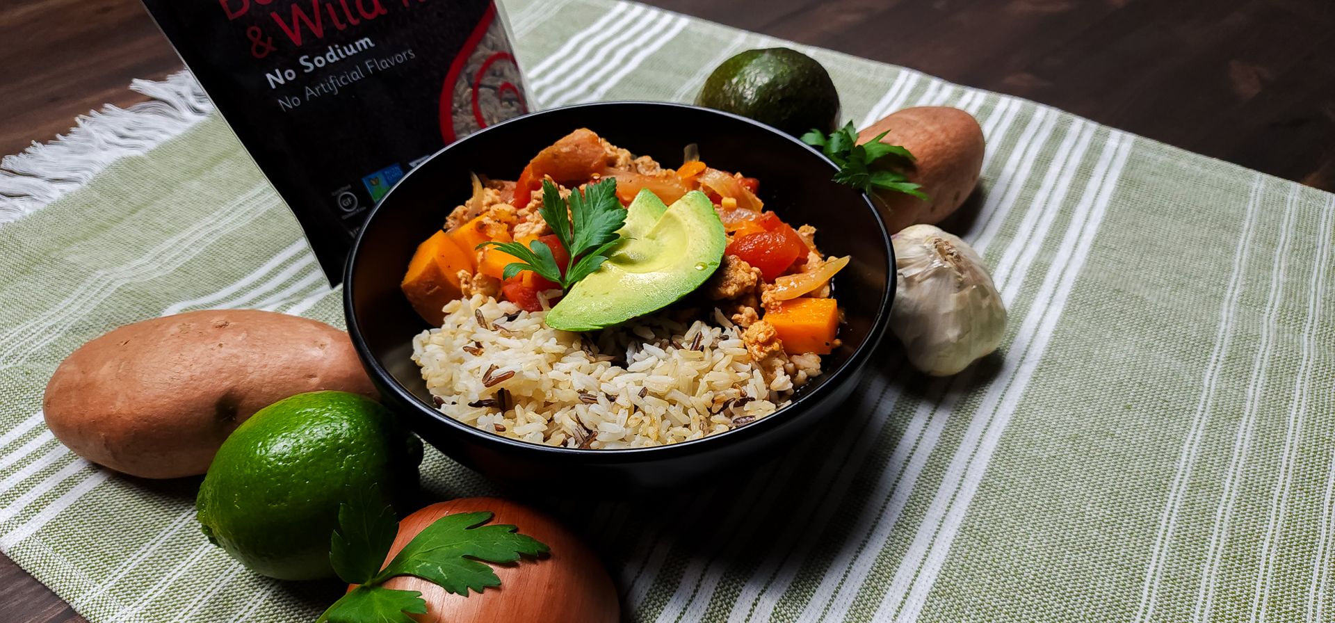 Turkey Sweet Potato Chili with Basmati Wild Rice Blend