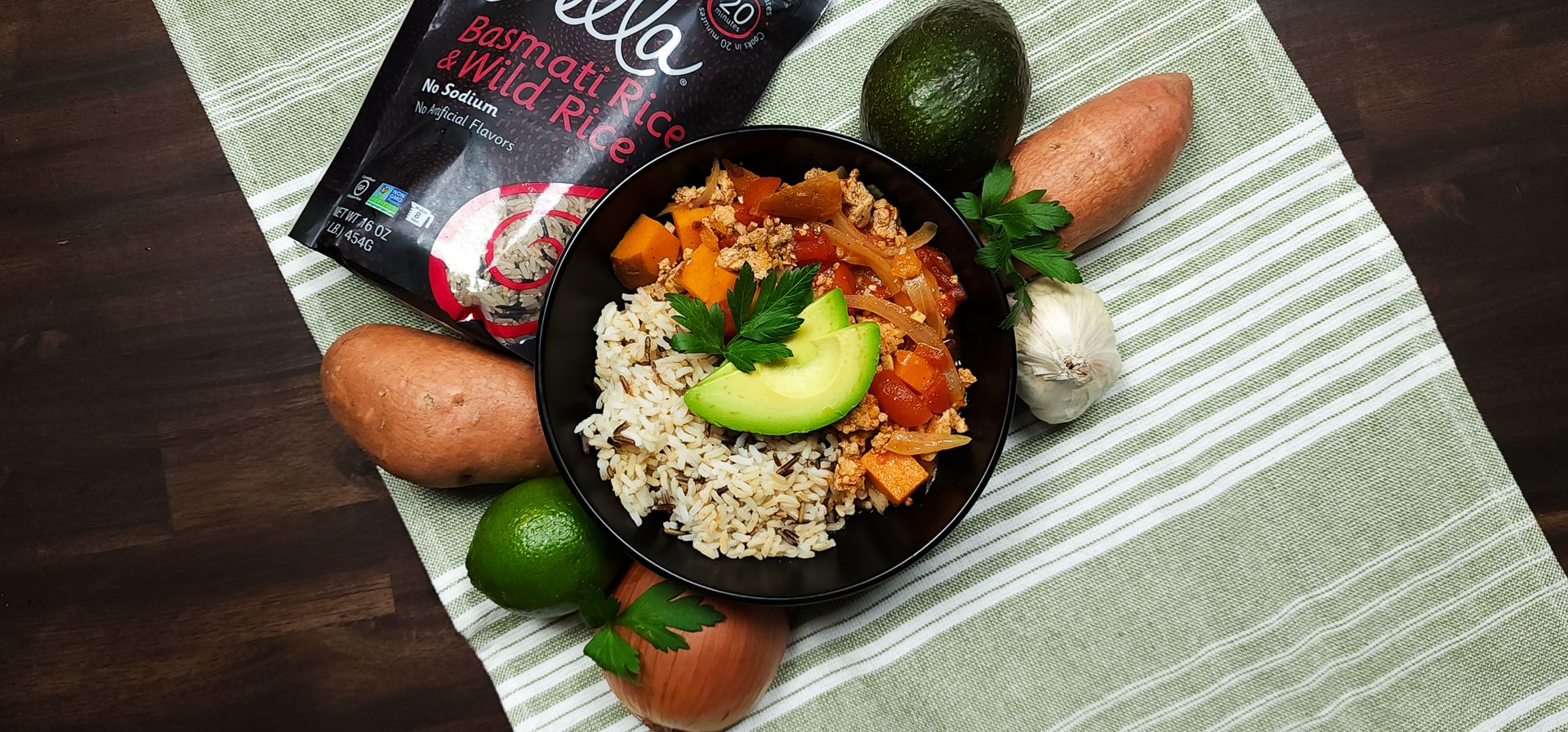 Turkey Sweet Potato Chili with Basmati Wild Rice Blend