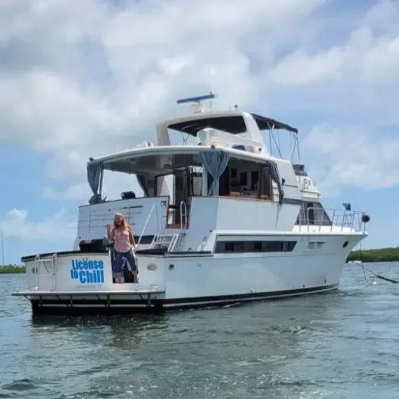 Woman on a white boat with 