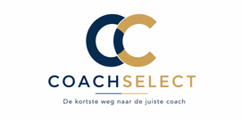 CoachSelect Het COACHSELECT-logo met blauw-gouden in elkaar grijpende C-letters en de Nederlandse slogan eronder.