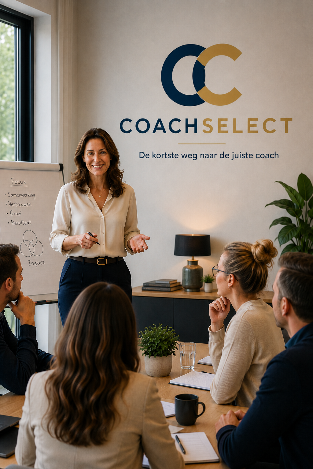 Coach of trainer met het logo van Coach Select op de muur