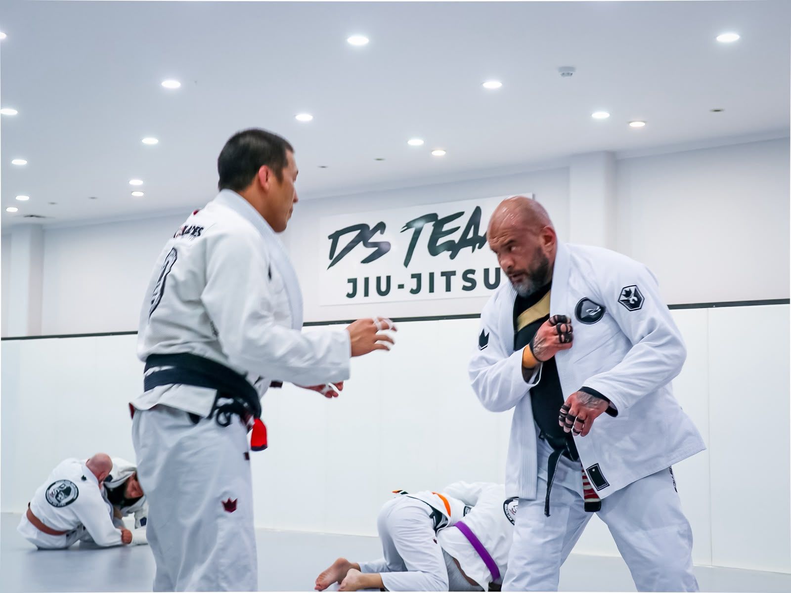 Adults sparring in Brazilian Jiu-Jitsu class