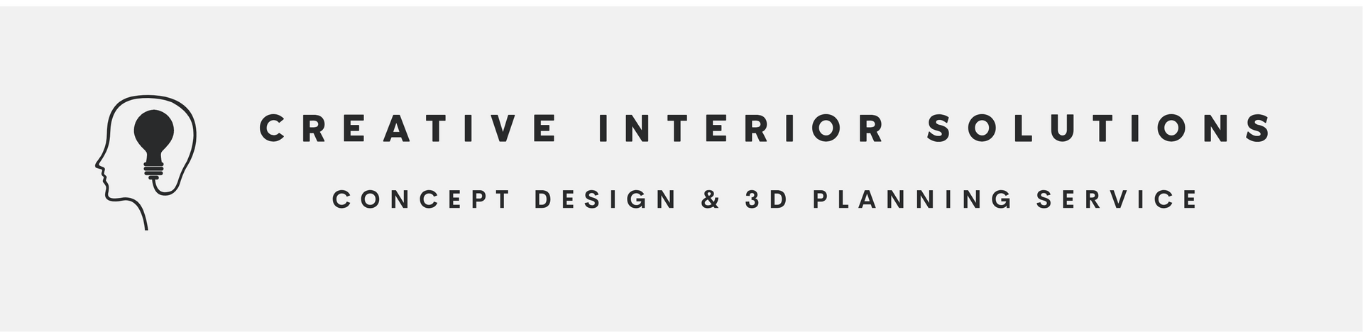 Logo for Creative Interior Solutions, featuring a head-shaped icon with a lightbulb, and text: 