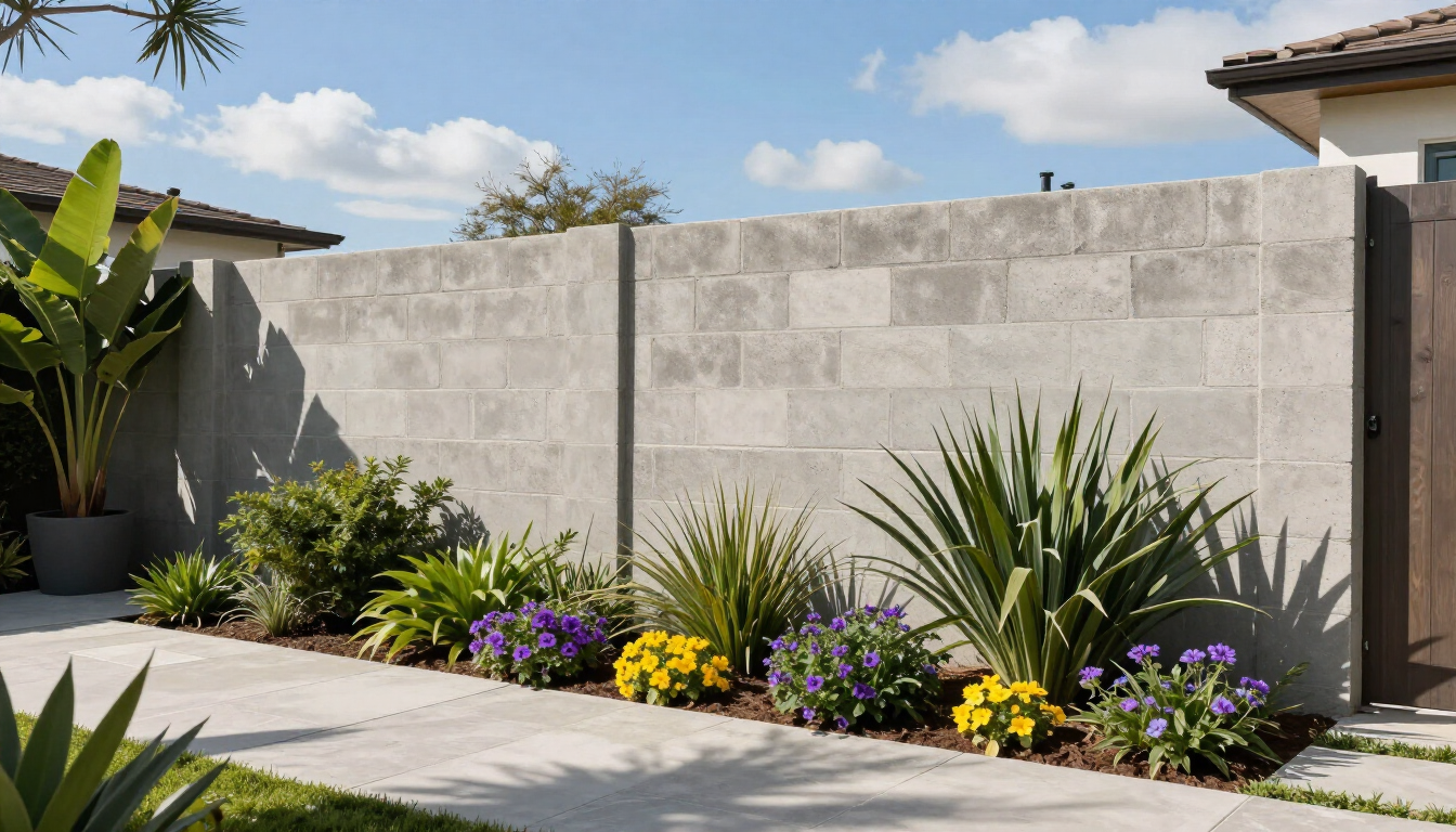 Comparing a sturdy block wall with a wood fence on a San Diego property