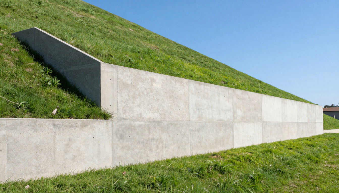 A sturdy concrete block retaining wall on a sloped San Diego property