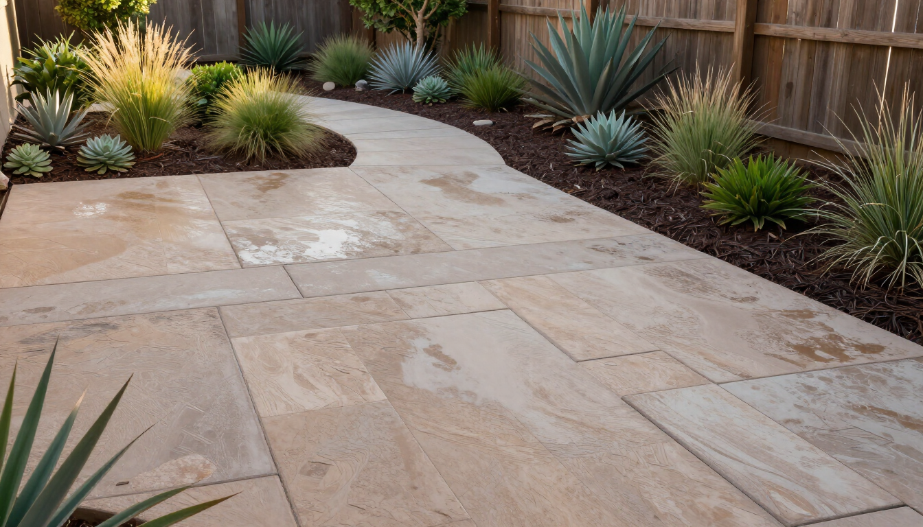 Backyard transformation with decorative concrete