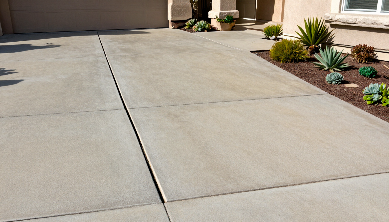 Concrete driveway prepared for rain in San Diego
