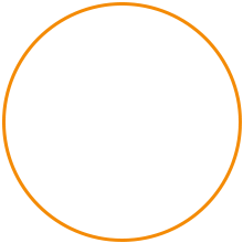 Orange outlined circle with white eye outline in center