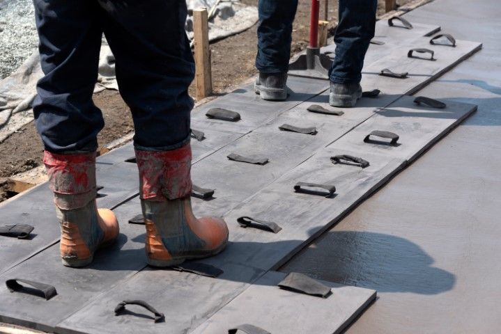 A picture of people doing stamped concrete services in Des Moines WA.