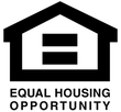 Equal Housing Opportunity logo with a house and equal sign in black and white