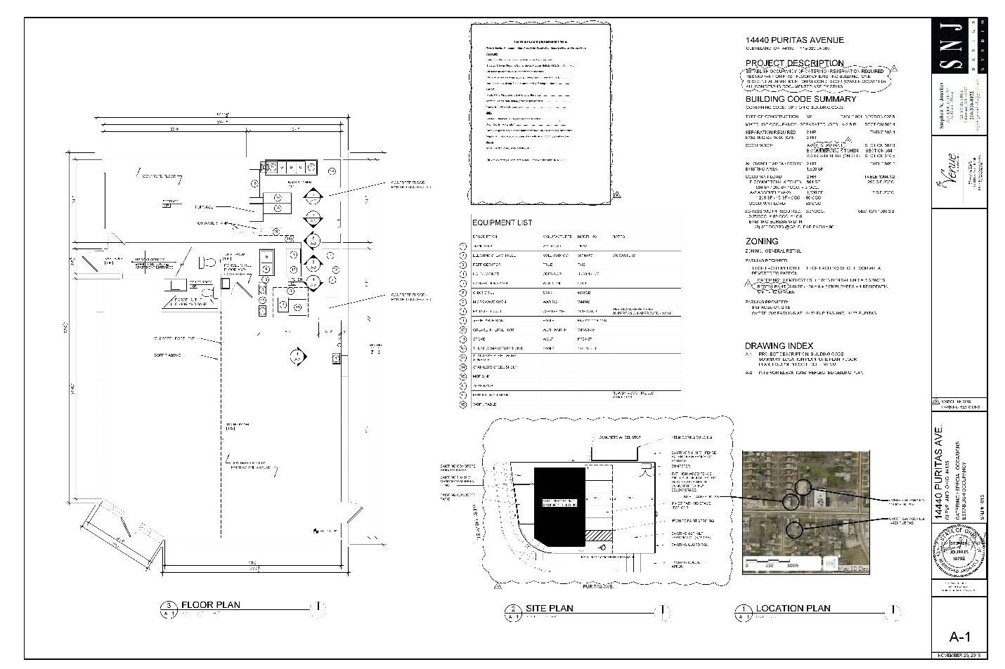 Architectural floor plan with details and a photograph.