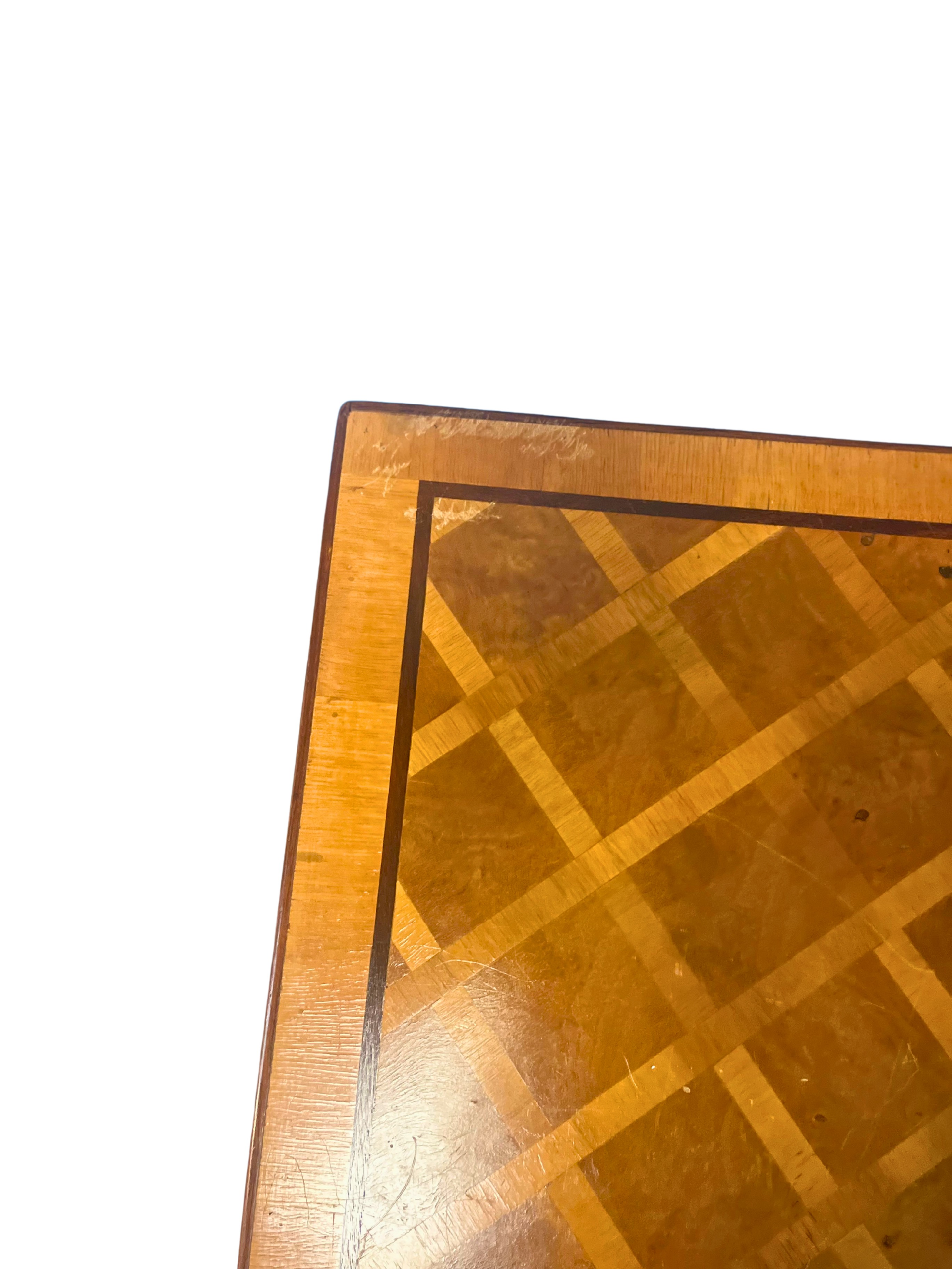 Mid Century Modern Italian Parquetry Checkerboard Side Table