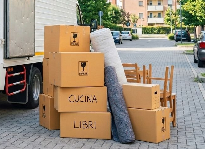 Scatole da trasloco con le etichette