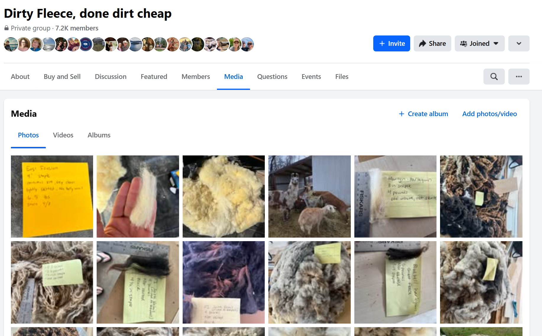 Screenshot of the Facebook group 
