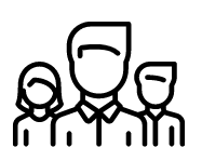 A group of people standing next to each other on a white background.