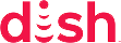 Dish logo in pink lowercase letters with a stylized smile beneath the 