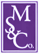A purple logo with the letter m on it