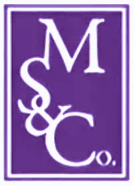 A purple logo with the letter m on it