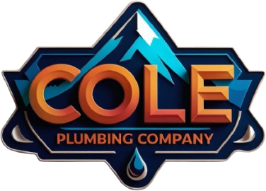 COLE Plumbing Company logo with blue mountain and water droplet, orange and blue text