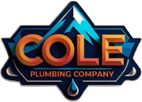 COLE Plumbing Company logo with blue mountain and water droplet, orange and blue text