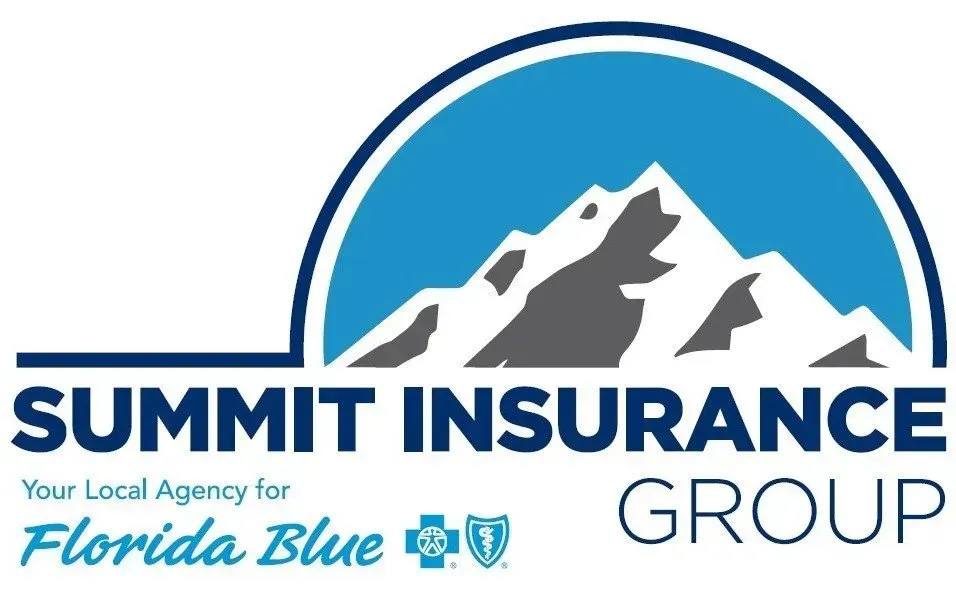 A logo for summit insurance group with a mountain in the middle