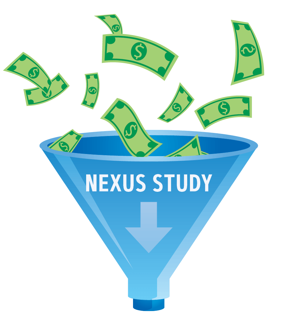 Money flowing into a blue funnel labeled