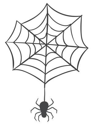Spider hanging from a spiderweb graphic