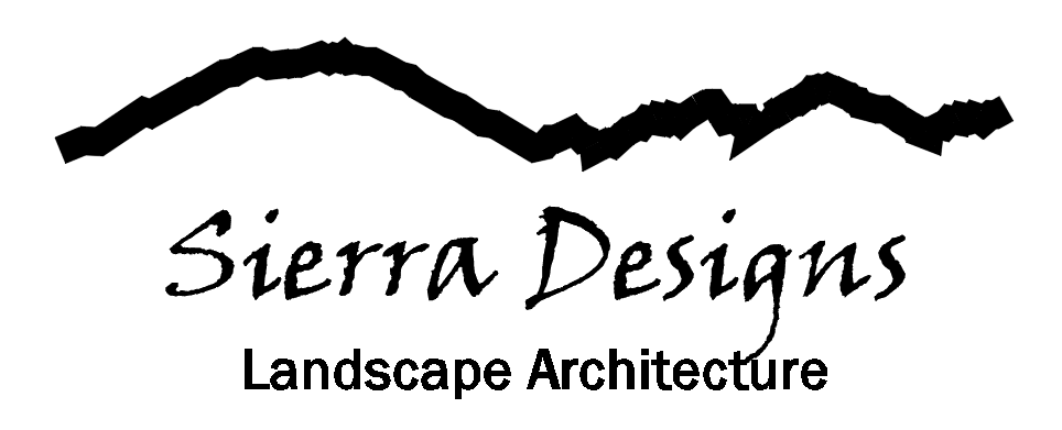 A black and white logo for sierra designs landscape architecture