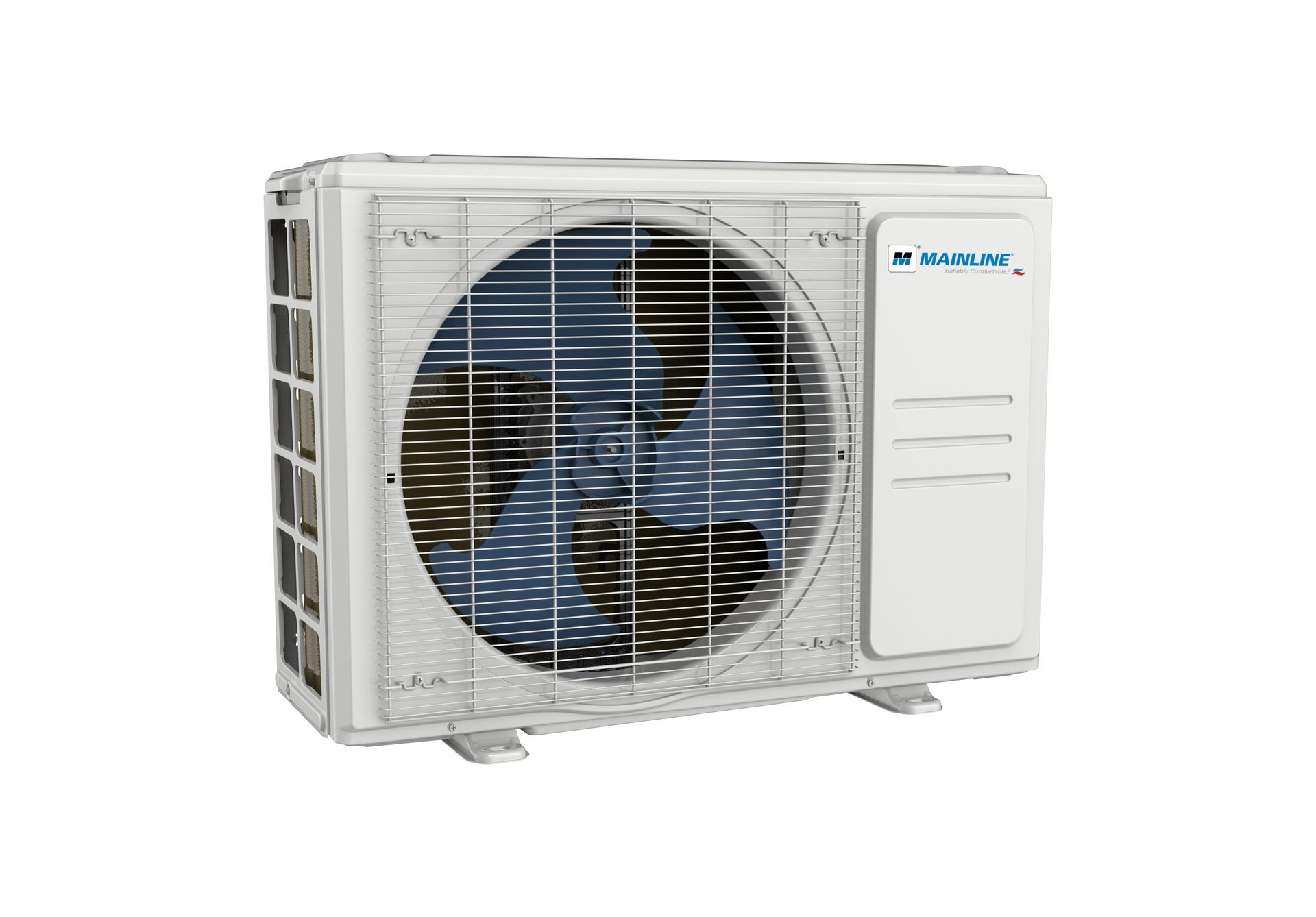 Un climatiseur mural blanc moderne sur fond uni.