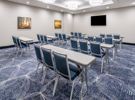 Rectangle table with a black table cloth at the Holiday Inn Express in Valdosta, GA.