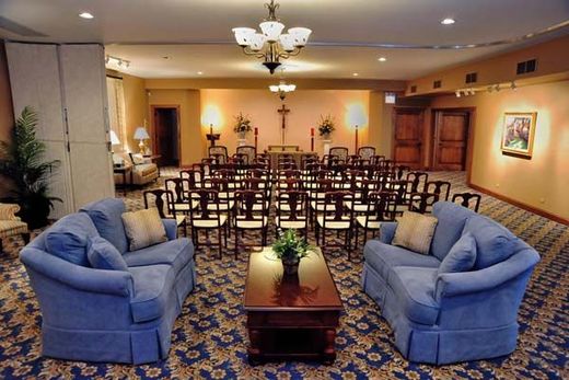 Soft seating area arranged to provide comfort, calm, and emotionally thoughtful support
