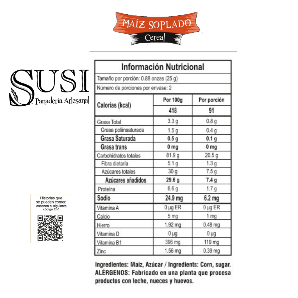 Maíz soplado de exportación snack saludable