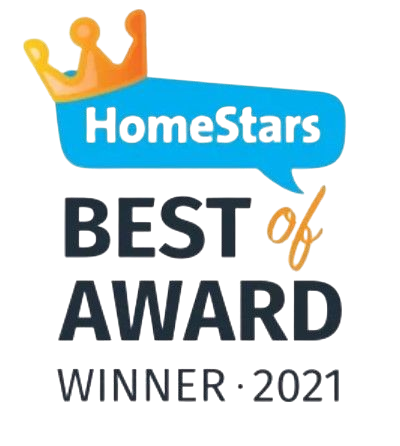 A logo for homestars best of award winner 2021