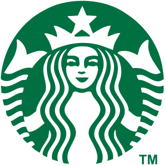 Starbucks green siren logo with white face and twin tails