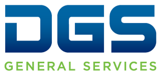 DGS General Services logo in blue and green text