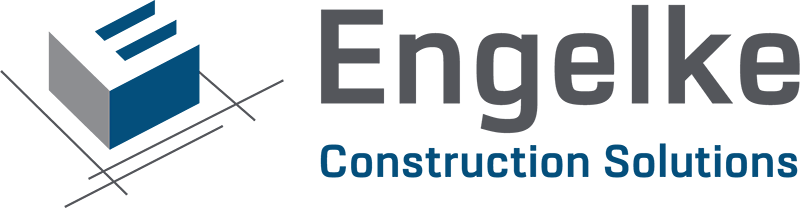 Engelke Construction Solutions logo with blue and gray text and geometric icon