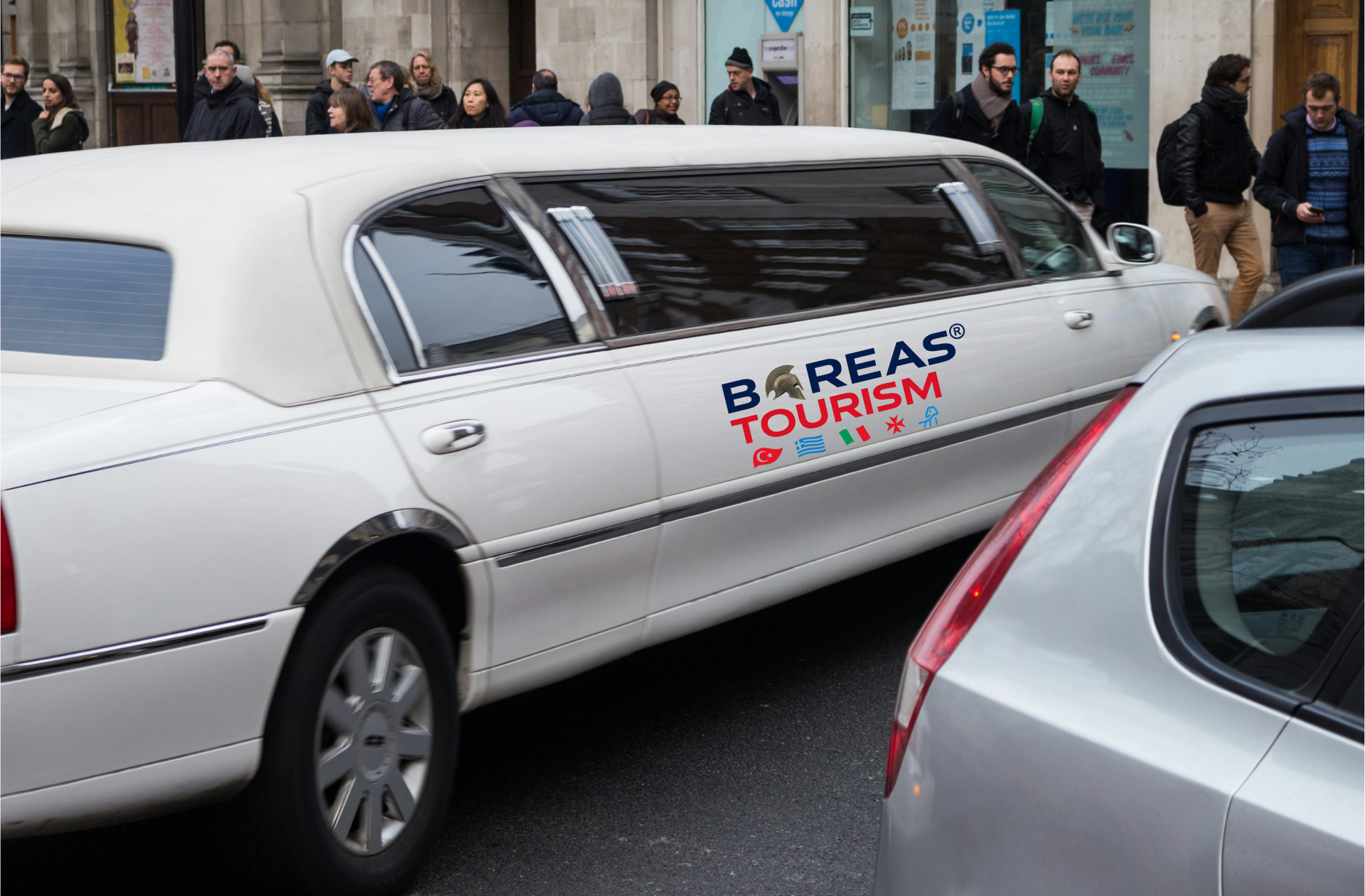 White limousine with