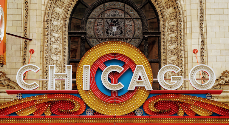 A building with a sign that says chicago on it