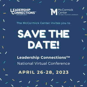 An advertisement for the leadership connections national virtual conference