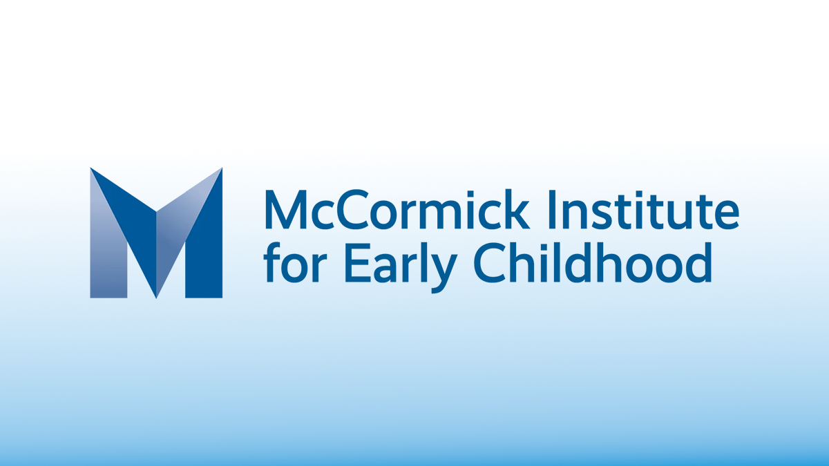 McCormick Institute for Early Childhood logo in blue on a white-to-light-blue gradient background