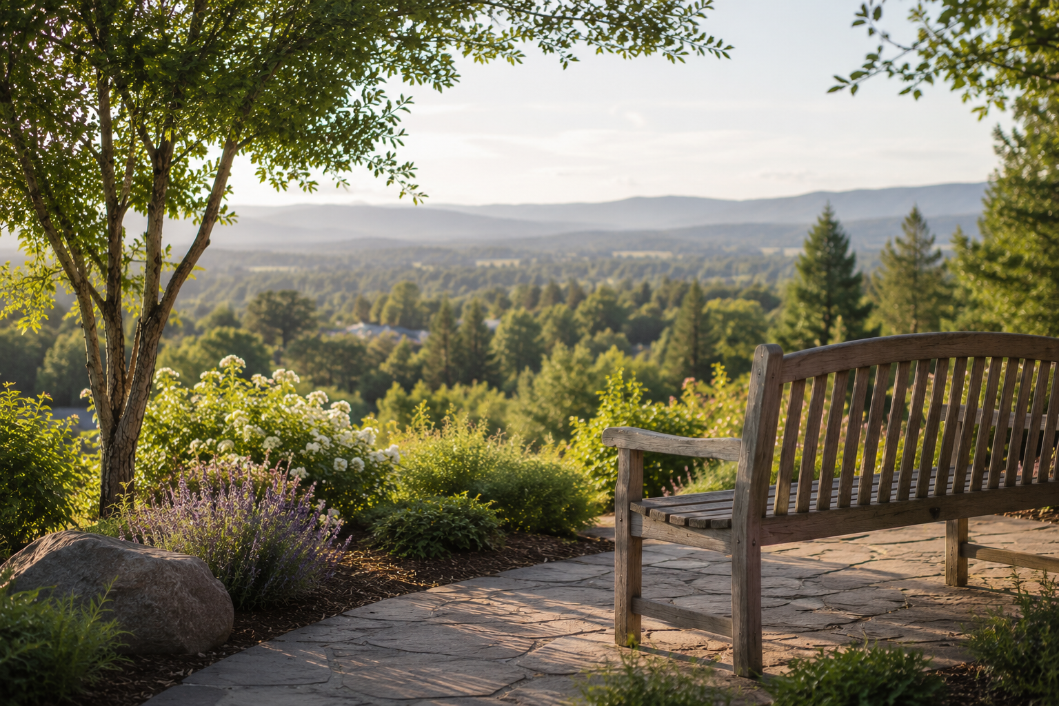 Memorial garden with scenic valley views, reflecting the care of funeral homes in Santa Rosa, CA