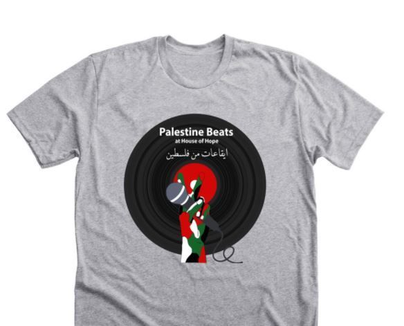 A t-shirt with the Palestine beats logo