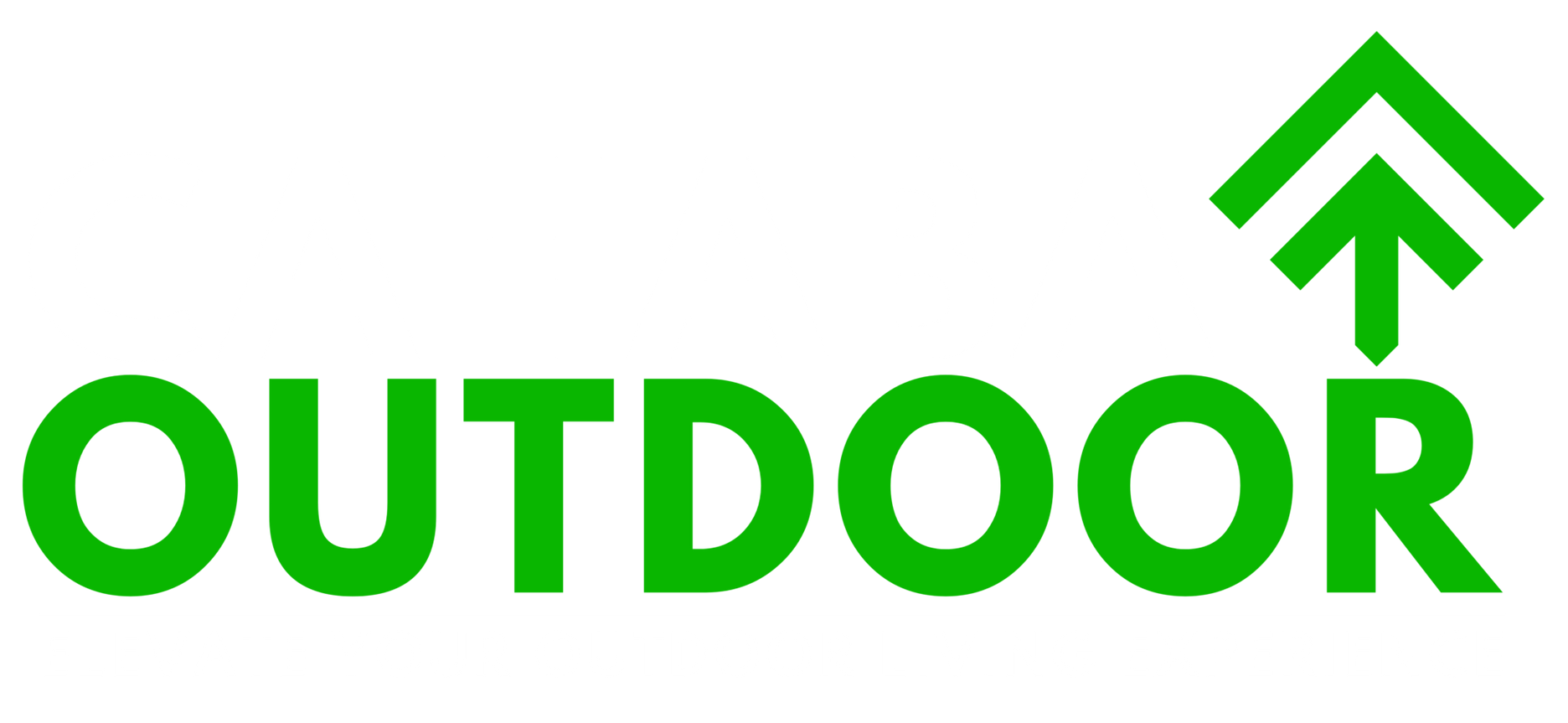 Green “OUTDOOR” sign with an upward arrow icon above the text