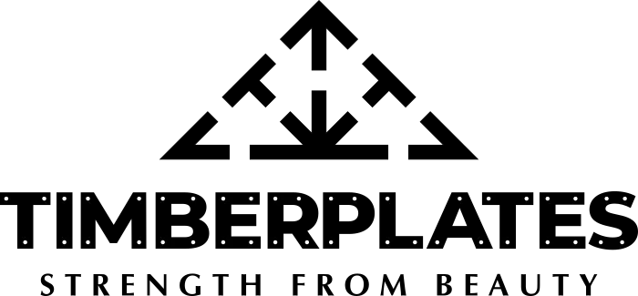 Timberplates logo with black house roof icon and tagline “Strength from Beauty”