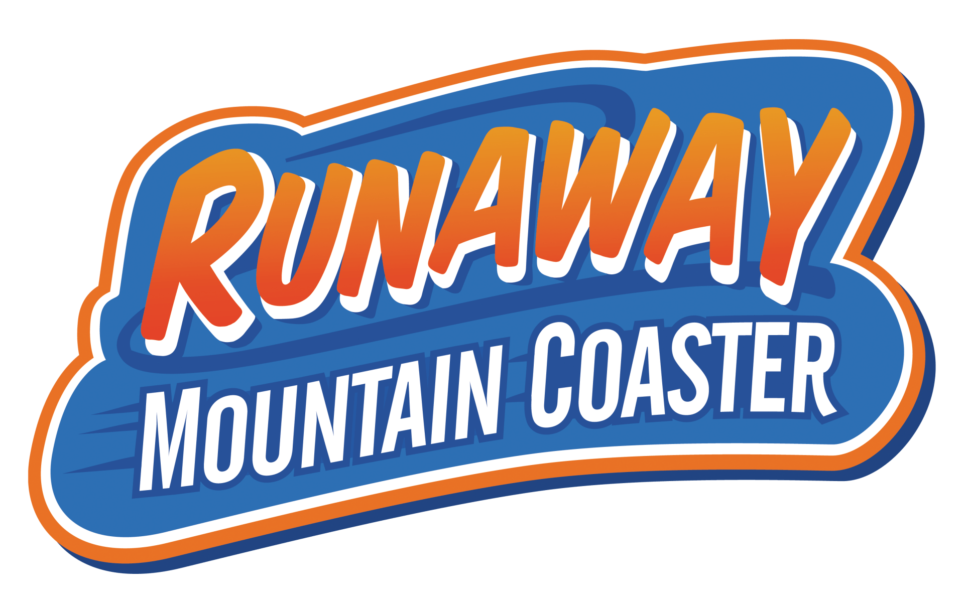 Runaway Mountain Coaster logo with bold orange and blue text.