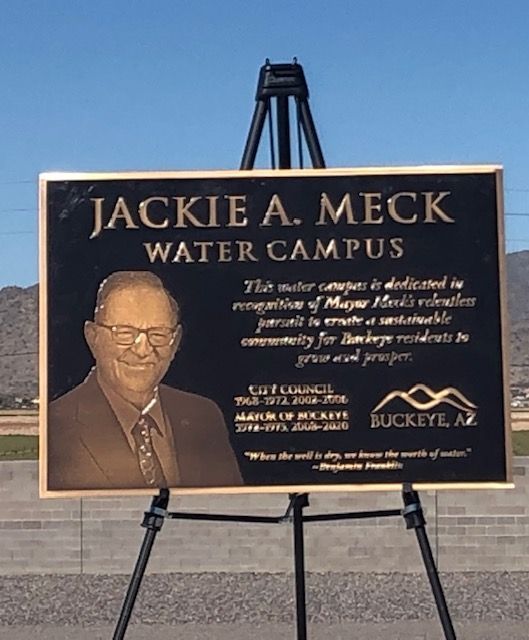 A plaque for jackie a. meck water campus